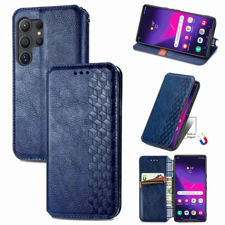 Custodia per telefono in pelle magnetica pressata a griglia cubica, For Samsung Galaxy S25 Ultra 5G, For Samsung Galaxy M55, For Samsung Galaxy A25 5G