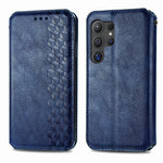 Custodia per telefono in pelle magnetica pressata a griglia cubica, For Samsung Galaxy S25 Ultra 5G, For Samsung Galaxy M55, For Samsung Galaxy A25 5G