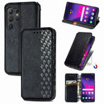 Custodia per telefono in pelle magnetica pressata a griglia cubica, For Samsung Galaxy S25 Ultra 5G, For Samsung Galaxy M55, For Samsung Galaxy A25 5G