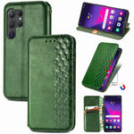 Custodia per telefono in pelle magnetica pressata a griglia cubica, For Samsung Galaxy S25 Ultra 5G, For Samsung Galaxy M55, For Samsung Galaxy A25 5G