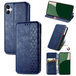 Custodia per telefono in pelle magnetica pressata a griglia cubica, For Samsung Galaxy S25 Ultra 5G, For Samsung Galaxy M55, For Samsung Galaxy A25 5G