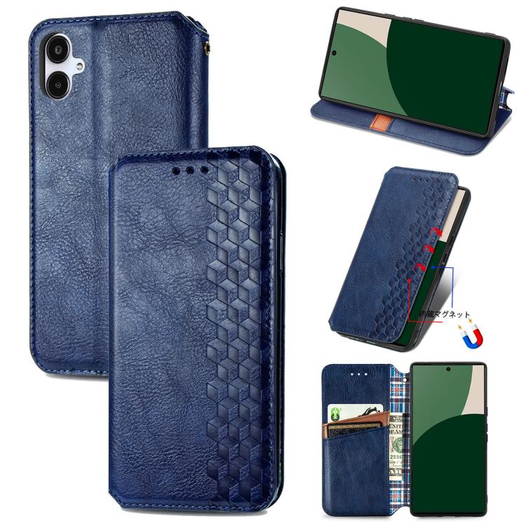Custodia per telefono in pelle magnetica pressata a griglia cubica, For Samsung Galaxy S25 Ultra 5G, For Samsung Galaxy M55, For Samsung Galaxy A25 5G