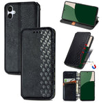 Custodia per telefono in pelle magnetica pressata a griglia cubica, For Samsung Galaxy S25 Ultra 5G, For Samsung Galaxy M55, For Samsung Galaxy A25 5G