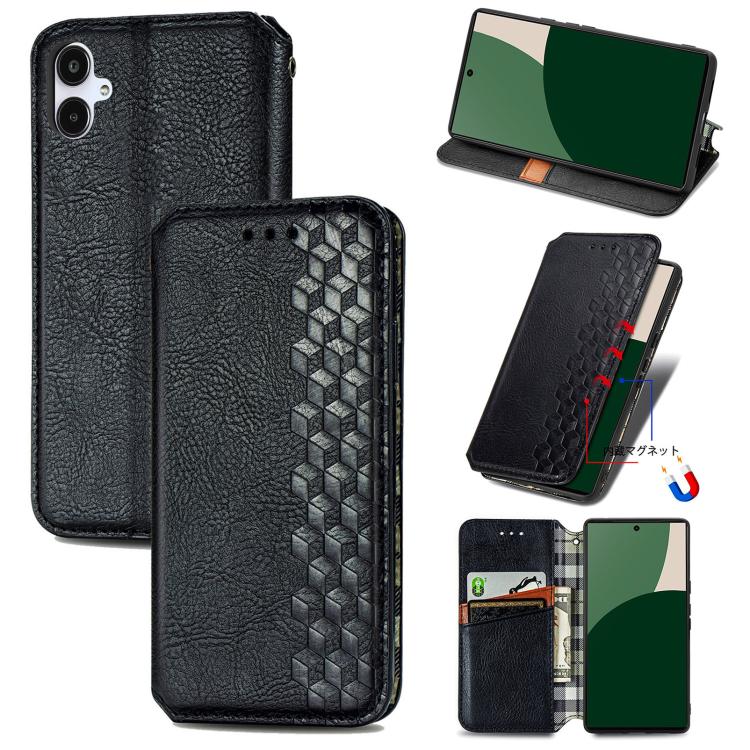 Custodia per telefono in pelle magnetica pressata a griglia cubica, For Samsung Galaxy S25 Ultra 5G, For Samsung Galaxy M55, For Samsung Galaxy A25 5G