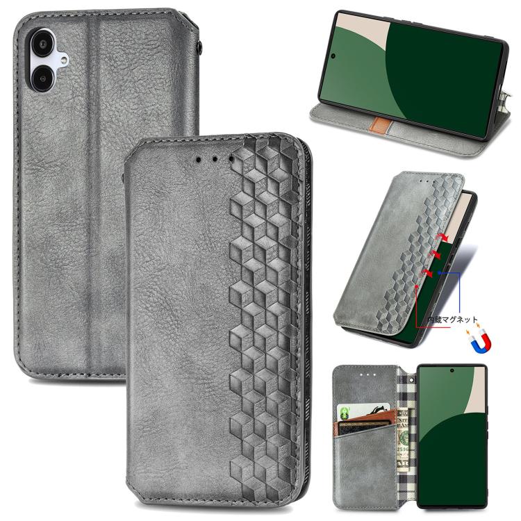 Custodia per telefono in pelle magnetica pressata a griglia cubica, For Samsung Galaxy S25 Ultra 5G, For Samsung Galaxy M55, For Samsung Galaxy A25 5G