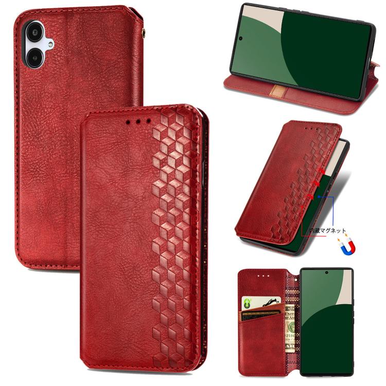 Custodia per telefono in pelle magnetica pressata a griglia cubica, For Samsung Galaxy S25 Ultra 5G, For Samsung Galaxy M55, For Samsung Galaxy A25 5G