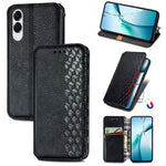 Custodia per telefono in pelle magnetica pressata a griglia cubica, For Samsung Galaxy A57 5G, For Samsung Galaxy A37 5G, For Samsung Galaxy S25 Edge 5G, For Samsung Galaxy A56 5G