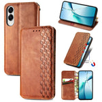 Custodia per telefono in pelle magnetica pressata a griglia cubica, For Samsung Galaxy A57 5G, For Samsung Galaxy A37 5G, For Samsung Galaxy S25 Edge 5G, For Samsung Galaxy A56 5G