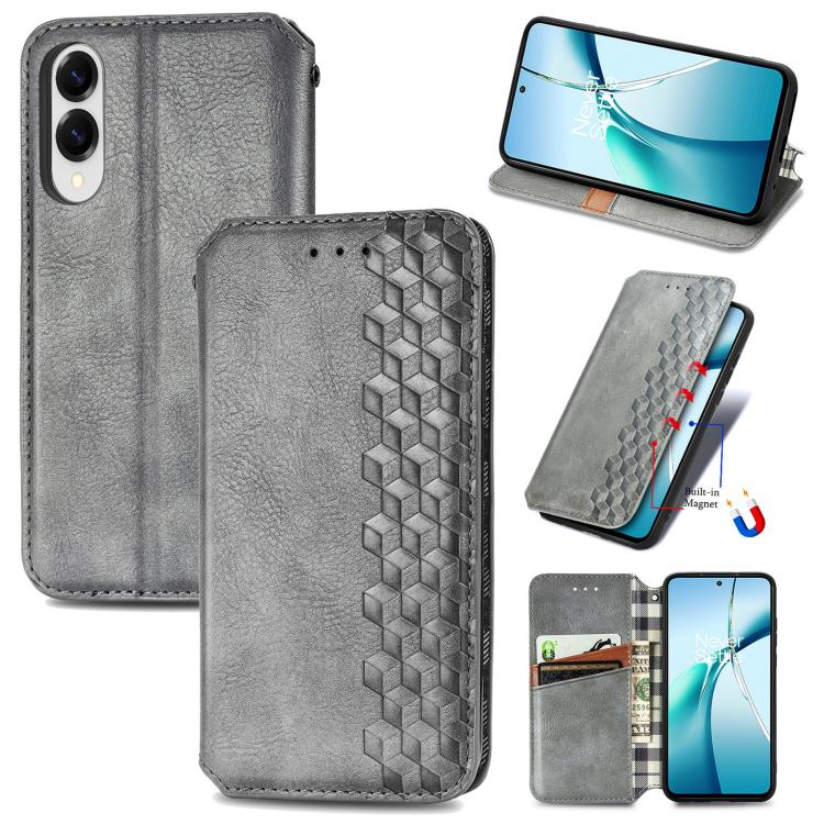 Custodia per telefono in pelle magnetica pressata a griglia cubica, For Samsung Galaxy A57 5G, For Samsung Galaxy A37 5G, For Samsung Galaxy S25 Edge 5G, For Samsung Galaxy A56 5G