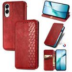 Custodia per telefono in pelle magnetica pressata a griglia cubica, For Samsung Galaxy A57 5G, For Samsung Galaxy A37 5G, For Samsung Galaxy S25 Edge 5G, For Samsung Galaxy A56 5G