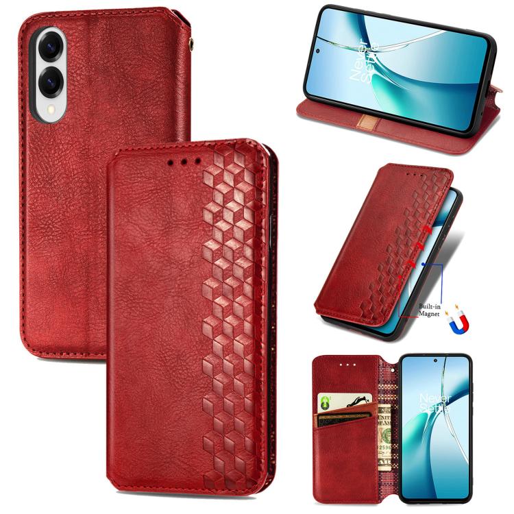 Custodia per telefono in pelle magnetica pressata a griglia cubica, For Samsung Galaxy A57 5G, For Samsung Galaxy A37 5G, For Samsung Galaxy S25 Edge 5G, For Samsung Galaxy A56 5G