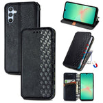 Custodia per telefono in pelle magnetica pressata a griglia cubica, For Samsung Galaxy A26 5G, For Samsung Galaxy A36 5G, For Samsung Galaxy S25 5G, For Samsung Galaxy S25+ 5G