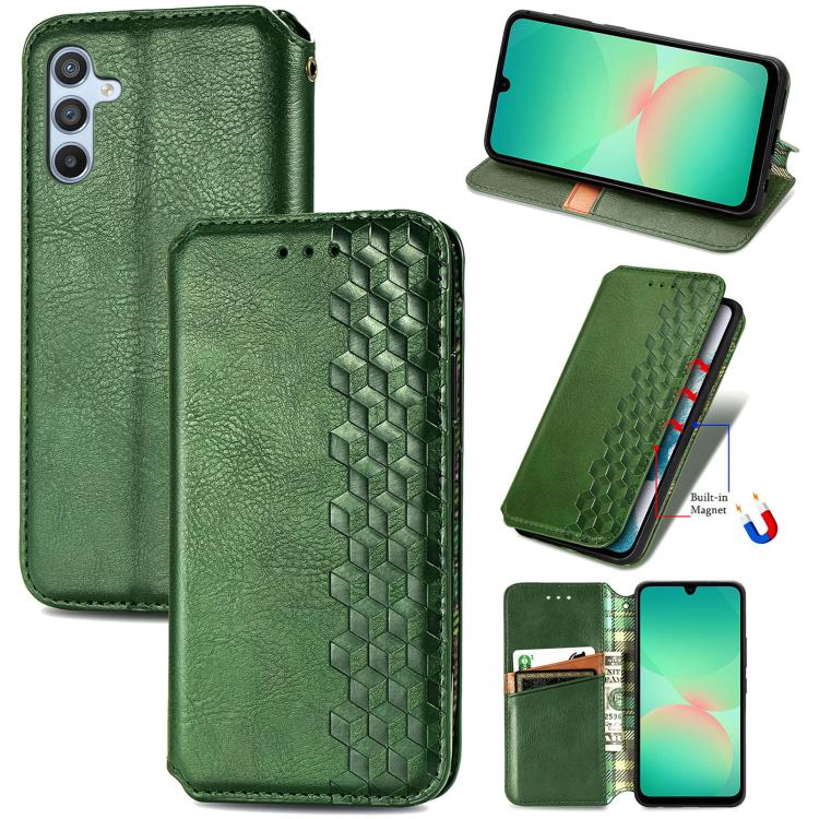 Custodia per telefono in pelle magnetica pressata a griglia cubica, For Samsung Galaxy A26 5G, For Samsung Galaxy A36 5G, For Samsung Galaxy S25 5G, For Samsung Galaxy S25+ 5G