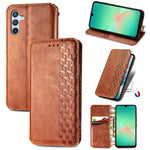 Custodia per telefono in pelle magnetica pressata a griglia cubica, For Samsung Galaxy A26 5G, For Samsung Galaxy A36 5G, For Samsung Galaxy S25 5G, For Samsung Galaxy S25+ 5G
