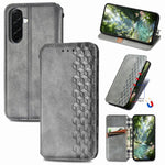 Custodia per telefono in pelle magnetica pressata a griglia cubica, For Samsung Galaxy A57 5G, For Samsung Galaxy A37 5G, For Samsung Galaxy S25 Edge 5G, For Samsung Galaxy A56 5G