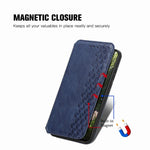 Custodia per telefono in pelle magnetica pressata a griglia cubica, For Samsung Galaxy A57 5G, For Samsung Galaxy A37 5G, For Samsung Galaxy S25 Edge 5G, For Samsung Galaxy A56 5G
