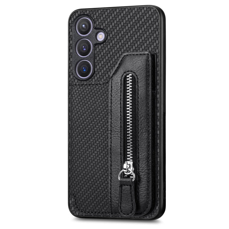 Custodia per telefono a portafoglio con cerniera orizzontale in fibra di carbonio, For Samsung Galaxy S24 Ultra 5G, For Samsung Galaxy S24+ 5G, For Samsung Galaxy S23 FE 5G