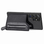 Custodia per telefono a portafoglio con cerniera orizzontale in fibra di carbonio, For Samsung Galaxy S24 Ultra 5G, For Samsung Galaxy S24+ 5G, For Samsung Galaxy S23 FE 5G