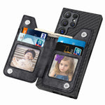 Custodia per telefono a portafoglio con cerniera orizzontale in fibra di carbonio, For Samsung Galaxy S24 Ultra 5G, For Samsung Galaxy S24+ 5G, For Samsung Galaxy S23 FE 5G