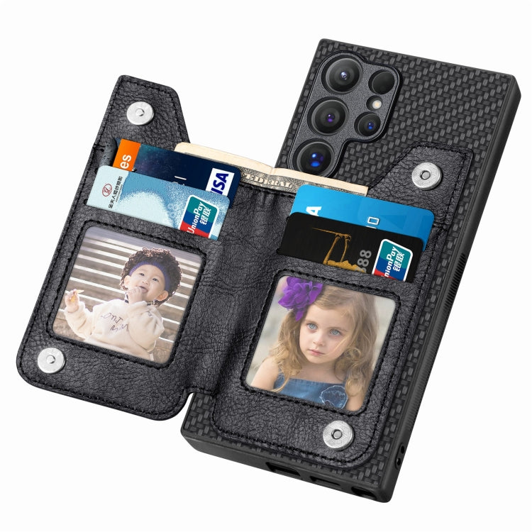Custodia per telefono a portafoglio con cerniera orizzontale in fibra di carbonio, For Samsung Galaxy S24 Ultra 5G, For Samsung Galaxy S24+ 5G, For Samsung Galaxy S23 FE 5G