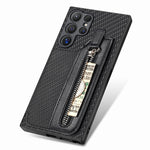 Custodia per telefono a portafoglio con cerniera orizzontale in fibra di carbonio, For Samsung Galaxy S24 Ultra 5G, For Samsung Galaxy S24+ 5G, For Samsung Galaxy S23 FE 5G