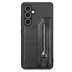 Custodia per telefono a portafoglio con cerniera orizzontale in fibra di carbonio, For Samsung Galaxy S24 Ultra 5G, For Samsung Galaxy S24+ 5G, For Samsung Galaxy S23 FE 5G