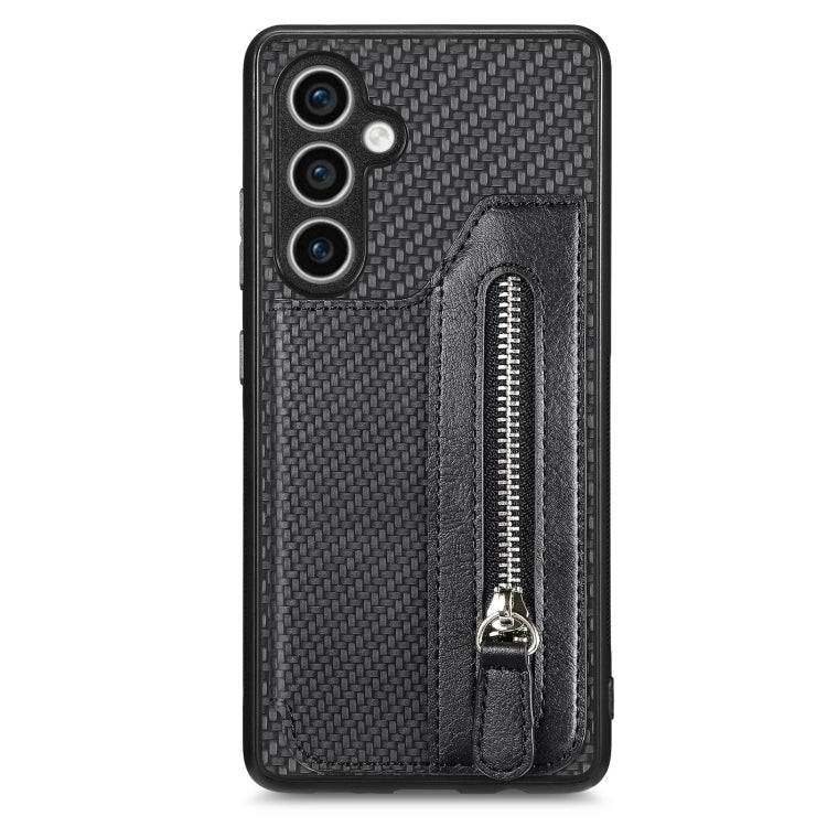 Custodia per telefono a portafoglio con cerniera orizzontale in fibra di carbonio, For Samsung Galaxy S24 Ultra 5G, For Samsung Galaxy S24+ 5G, For Samsung Galaxy S23 FE 5G