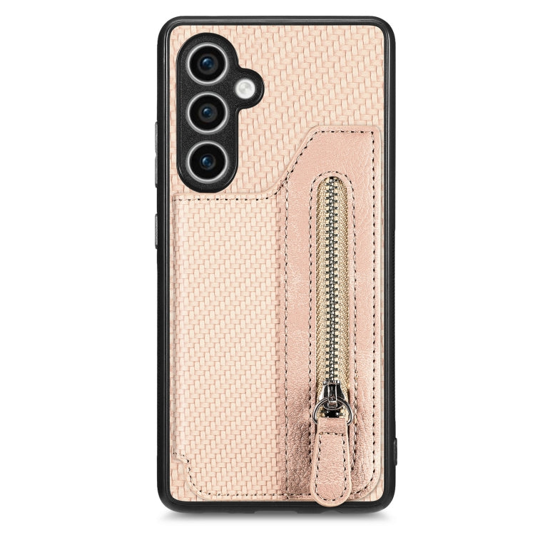 Custodia per telefono a portafoglio con cerniera orizzontale in fibra di carbonio, For Samsung Galaxy S24 Ultra 5G, For Samsung Galaxy S24+ 5G, For Samsung Galaxy S23 FE 5G