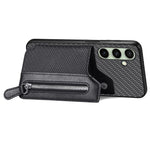 Custodia per telefono a portafoglio con cerniera orizzontale in fibra di carbonio, For Samsung Galaxy A36, For Samsung Galaxy S25 5G, For Samsung Galaxy S25+ 5G, For Samsung Galaxy S25 Ultra 5G