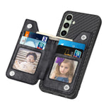Custodia per telefono a portafoglio con cerniera orizzontale in fibra di carbonio, For Samsung Galaxy A36, For Samsung Galaxy S25 5G, For Samsung Galaxy S25+ 5G, For Samsung Galaxy S25 Ultra 5G