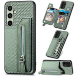 Custodia per telefono a portafoglio con cerniera orizzontale in fibra di carbonio, For Samsung Galaxy A57 5G, For Samsung Galaxy A37 5G, For Samsung Galaxy S25 Edge 5G, For Samsung Galaxy A56 5G