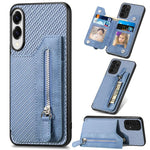 Custodia per telefono a portafoglio con cerniera orizzontale in fibra di carbonio, For Samsung Galaxy A57 5G, For Samsung Galaxy A37 5G, For Samsung Galaxy S25 Edge 5G, For Samsung Galaxy A56 5G