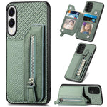 Custodia per telefono a portafoglio con cerniera orizzontale in fibra di carbonio, For Samsung Galaxy A57 5G, For Samsung Galaxy A37 5G, For Samsung Galaxy S25 Edge 5G, For Samsung Galaxy A56 5G