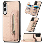 Custodia per telefono a portafoglio con cerniera orizzontale in fibra di carbonio, For Samsung Galaxy A57 5G, For Samsung Galaxy A37 5G, For Samsung Galaxy S25 Edge 5G, For Samsung Galaxy A56 5G