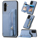 Custodia per telefono a portafoglio con cerniera orizzontale in fibra di carbonio, For Samsung Galaxy A36, For Samsung Galaxy S25 5G, For Samsung Galaxy S25+ 5G, For Samsung Galaxy S25 Ultra 5G