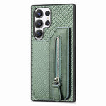 Custodia per telefono a portafoglio con cerniera orizzontale in fibra di carbonio, For Samsung Galaxy A36, For Samsung Galaxy S25 5G, For Samsung Galaxy S25+ 5G, For Samsung Galaxy S25 Ultra 5G
