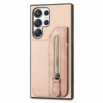 Custodia per telefono a portafoglio con cerniera orizzontale in fibra di carbonio, For Samsung Galaxy A36, For Samsung Galaxy S25 5G, For Samsung Galaxy S25+ 5G, For Samsung Galaxy S25 Ultra 5G
