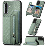 Custodia per telefono a portafoglio con cerniera orizzontale in fibra di carbonio, For Samsung Galaxy A57 5G, For Samsung Galaxy A37 5G, For Samsung Galaxy S25 Edge 5G, For Samsung Galaxy A56 5G
