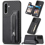 Custodia per telefono a portafoglio con cerniera orizzontale in fibra di carbonio, For Samsung Galaxy A57 5G, For Samsung Galaxy A37 5G, For Samsung Galaxy S25 Edge 5G, For Samsung Galaxy A56 5G