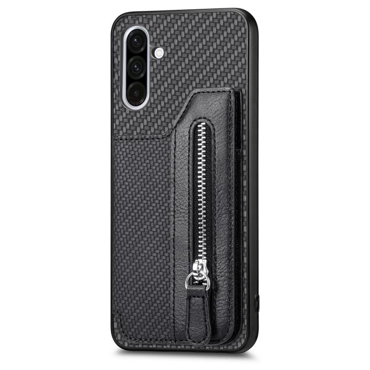 Custodia per telefono a portafoglio con cerniera orizzontale in fibra di carbonio, For Samsung Galaxy A57 5G, For Samsung Galaxy A37 5G, For Samsung Galaxy S25 Edge 5G, For Samsung Galaxy A56 5G