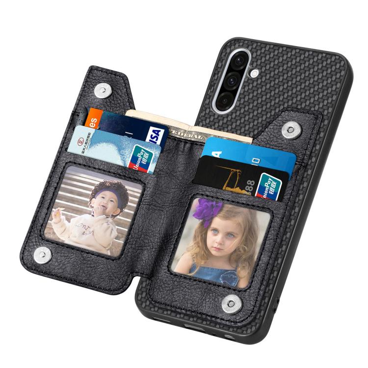 Custodia per telefono a portafoglio con cerniera orizzontale in fibra di carbonio, For Samsung Galaxy A57 5G, For Samsung Galaxy A37 5G, For Samsung Galaxy S25 Edge 5G, For Samsung Galaxy A56 5G