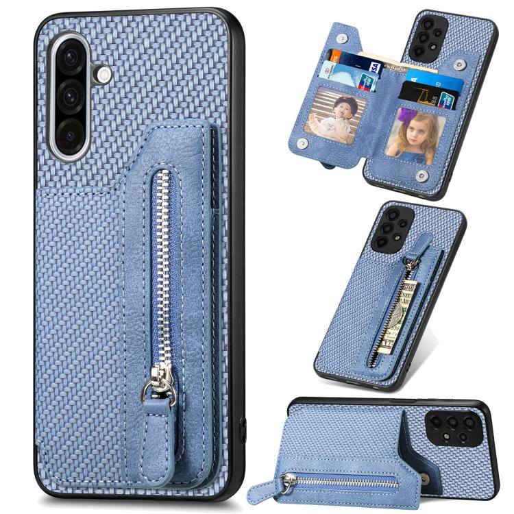 Custodia per telefono a portafoglio con cerniera orizzontale in fibra di carbonio, For Samsung Galaxy A57 5G, For Samsung Galaxy A37 5G, For Samsung Galaxy S25 Edge 5G, For Samsung Galaxy A56 5G