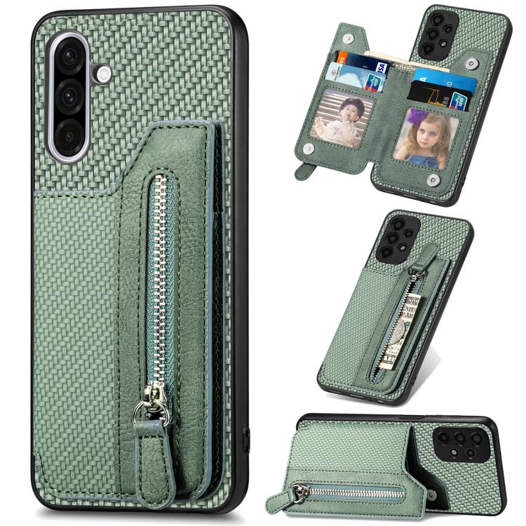 Custodia per telefono a portafoglio con cerniera orizzontale in fibra di carbonio, For Samsung Galaxy A57 5G, For Samsung Galaxy A37 5G, For Samsung Galaxy S25 Edge 5G, For Samsung Galaxy A56 5G