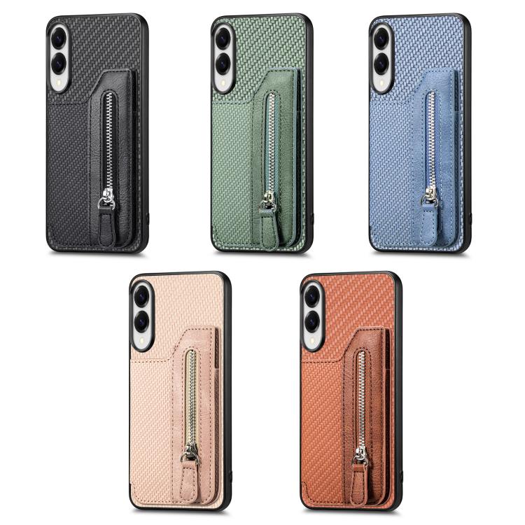 Custodia per telefono a portafoglio con cerniera orizzontale in fibra di carbonio, For Samsung Galaxy A57 5G, For Samsung Galaxy A37 5G, For Samsung Galaxy S25 Edge 5G, For Samsung Galaxy A56 5G