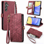 Custodia per telefono in pelle con fibbia laterale con cerniera geometrica, For Samsung Galaxy Xcover 7, For Samsung Galaxy A15, For Samsung Galaxy A53 5G