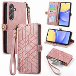 Custodia per telefono in pelle con fibbia laterale con cerniera geometrica, For Samsung Galaxy Xcover 7, For Samsung Galaxy A15, For Samsung Galaxy A53 5G