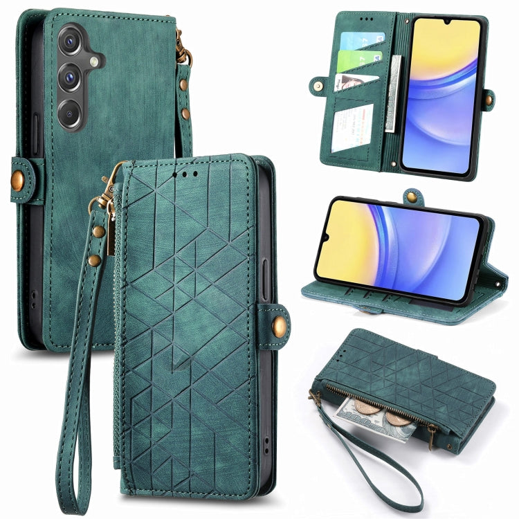 Custodia per telefono in pelle con fibbia laterale con cerniera geometrica, For Samsung Galaxy Xcover 7, For Samsung Galaxy A15, For Samsung Galaxy A53 5G