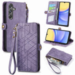 Custodia per telefono in pelle con fibbia laterale con cerniera geometrica, For Samsung Galaxy Xcover 7, For Samsung Galaxy A15, For Samsung Galaxy A53 5G