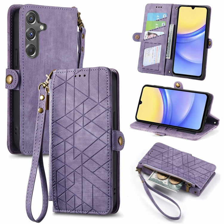 Custodia per telefono in pelle con fibbia laterale con cerniera geometrica, For Samsung Galaxy Xcover 7, For Samsung Galaxy A15, For Samsung Galaxy A53 5G