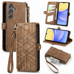 Custodia per telefono in pelle con fibbia laterale con cerniera geometrica, For Samsung Galaxy Xcover 7, For Samsung Galaxy A15, For Samsung Galaxy A53 5G